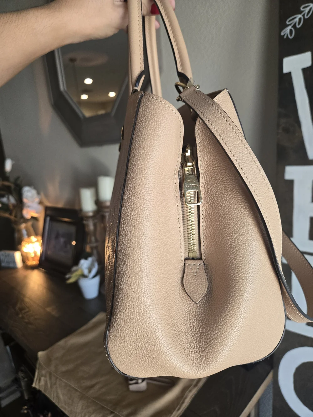 Louis Vuitton Beige Embossed Monogram Leather Tote